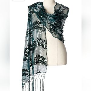 BABEYOND 1920s Sequin Shawl Wraps Fringed Evening Cape Wedding